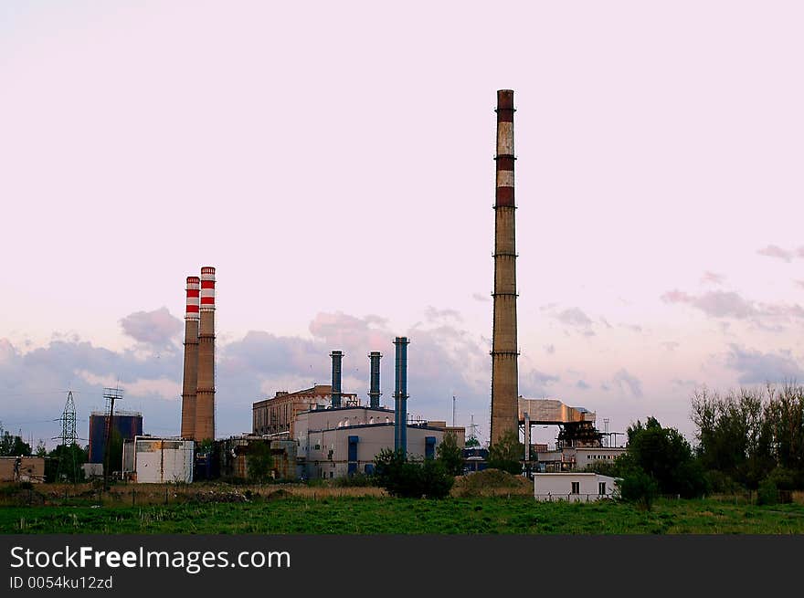 Idle power plant at spring evening. Idle power plant at spring evening