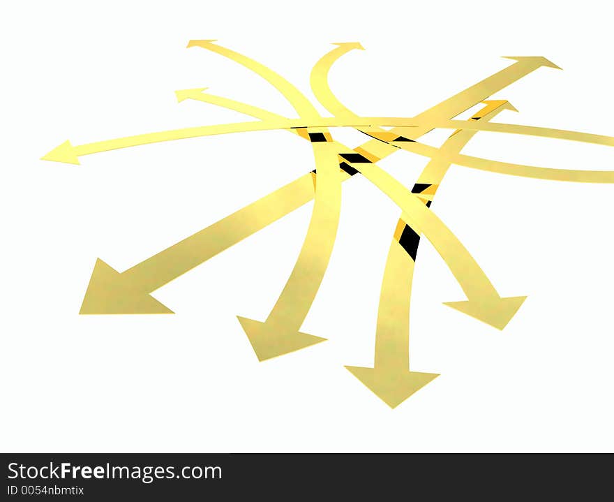 Illustration of diverse arrows in 3D. Illustration of diverse arrows in 3D