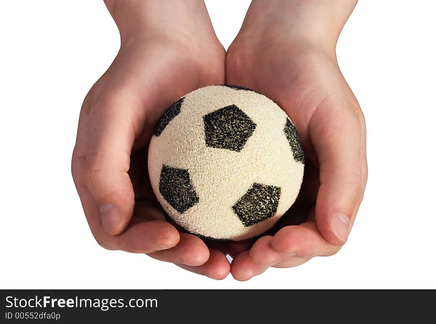 Hand hold soccer ball