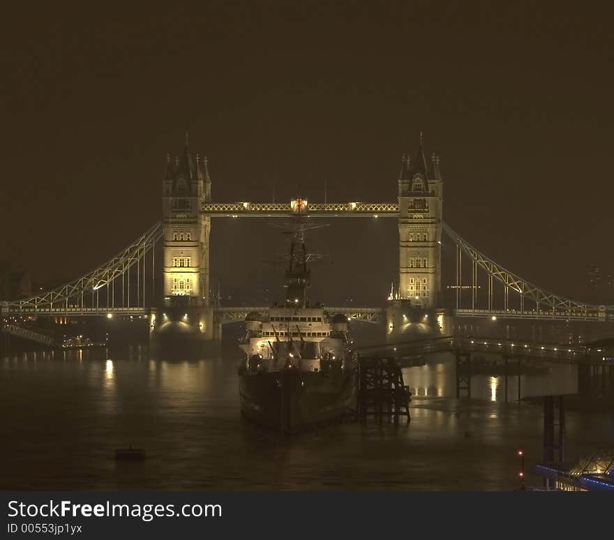 Tower Bridge And Ship