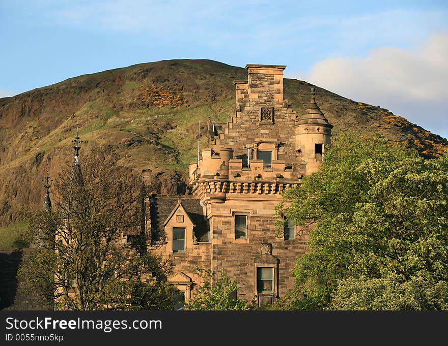 Scottish castle. Holyrood park, Edinburg (Scotland)