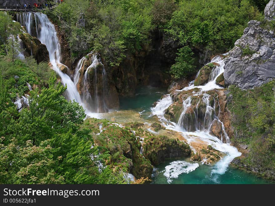 Waterfall with lakes. Waterfall with lakes