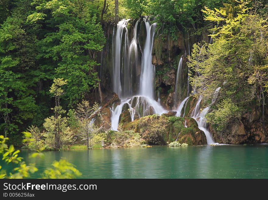 Waterfall with lake