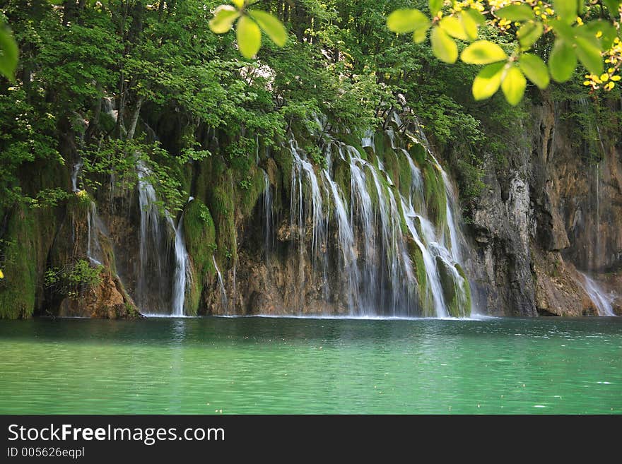 Waterfall with lake. Waterfall with lake