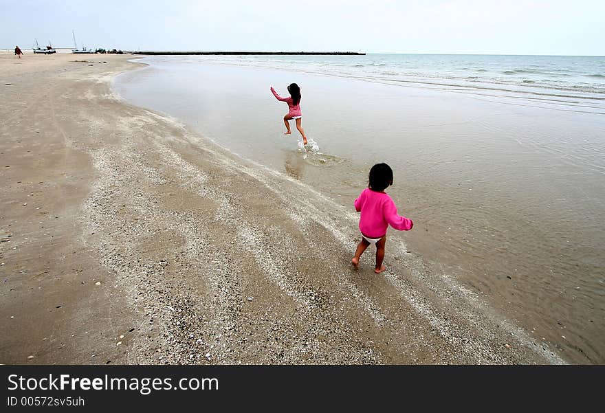 Child playing and jumping a summer day. Child playing and jumping a summer day