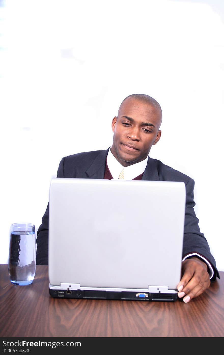 African American Man with Computer. African American Man with Computer