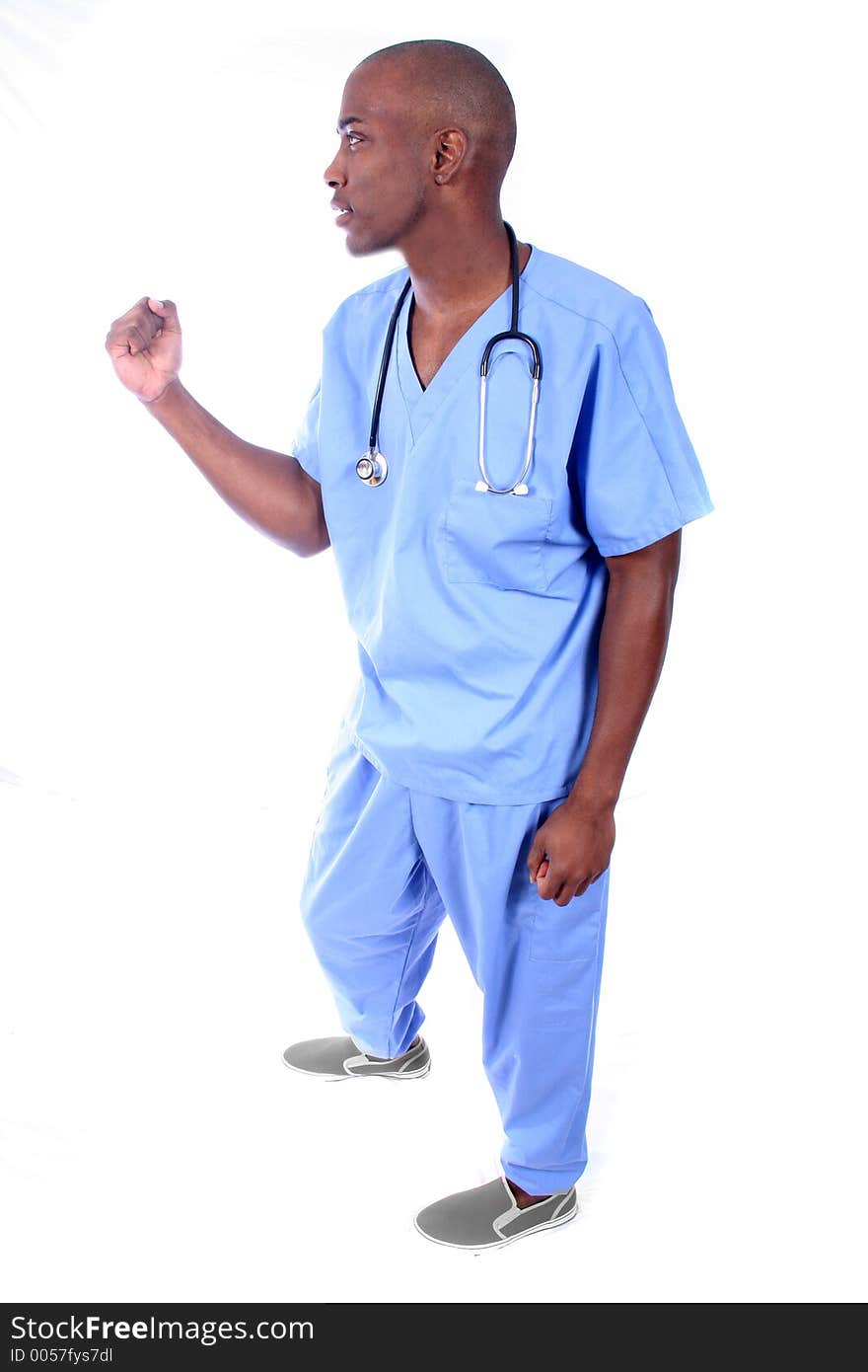 African American Male Nurse in Scrubs