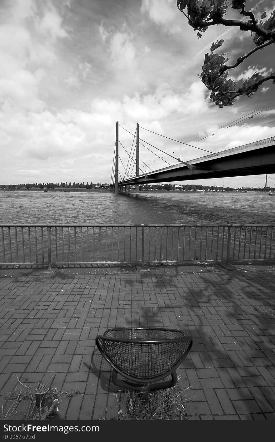 Rheinkniebrucke (Rhein Knee Bridge) in D?orf, Germany (Black & White)