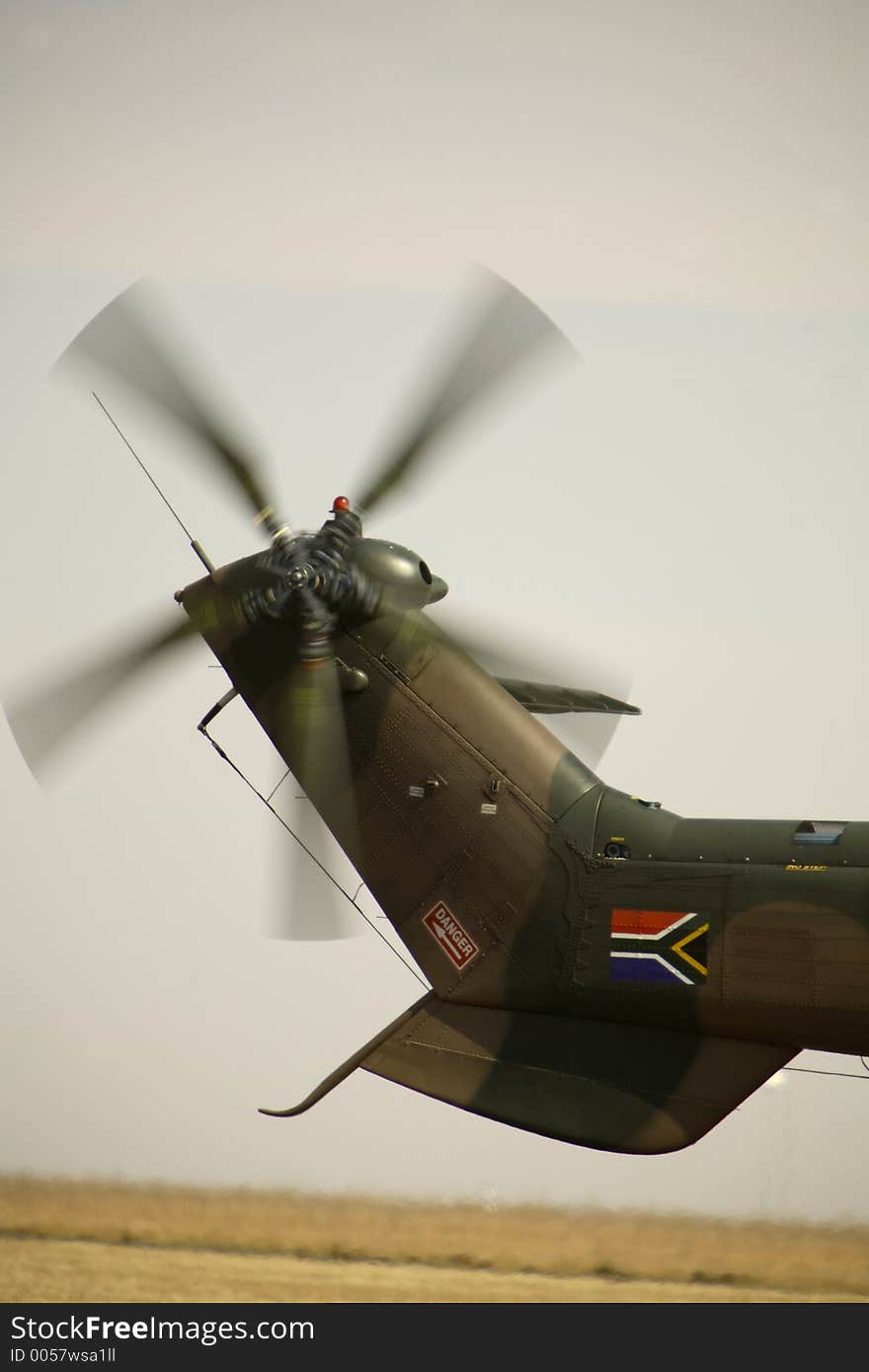 Close up of a tail rotor of a South African Military Helicopter