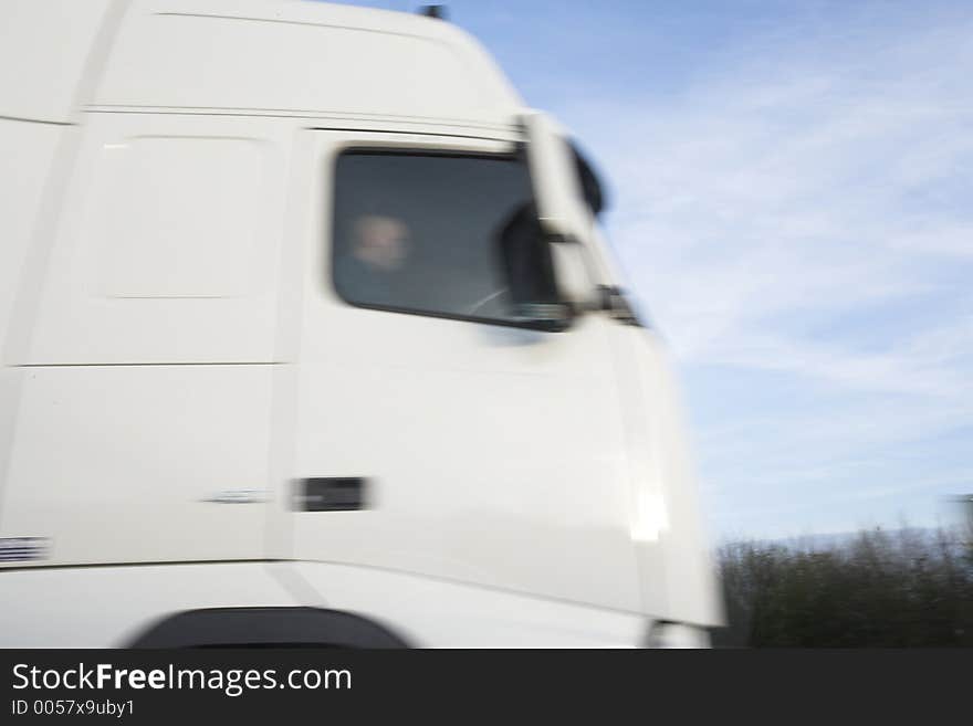 Passing a truck at high speed on the motorway