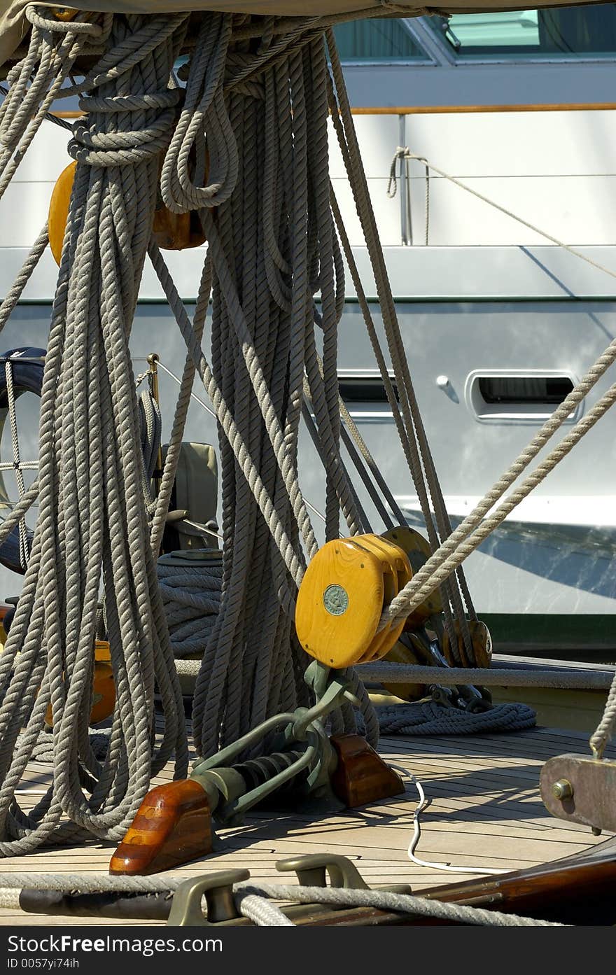 A sailboat in the port. A sailboat in the port