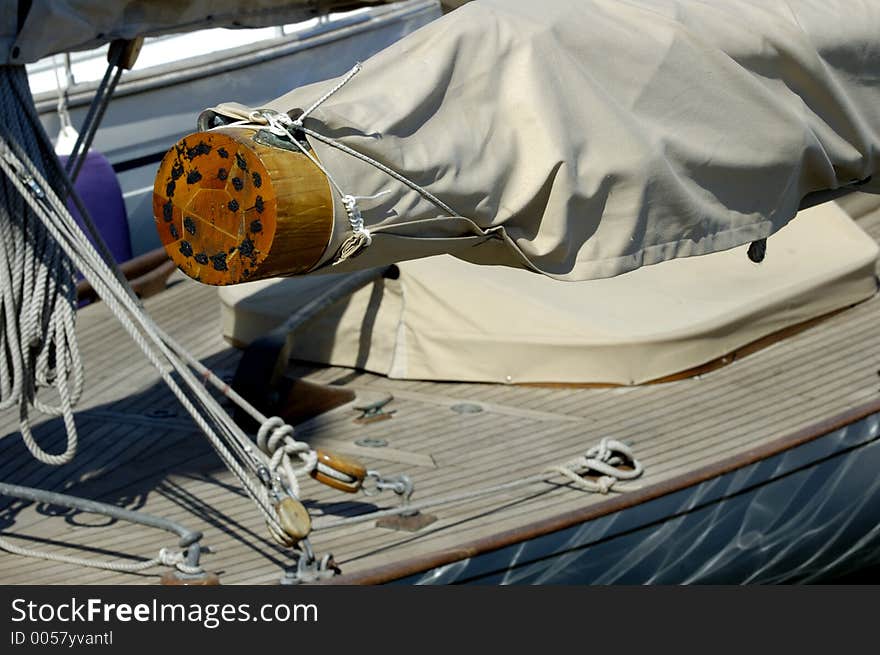 A sailboat in a French port. A sailboat in a French port