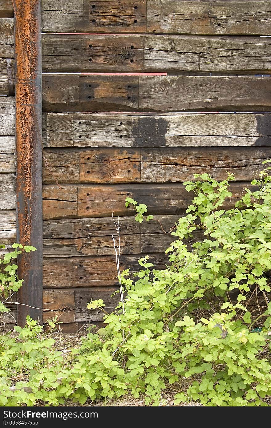 Strong wooden barricade. Strong wooden barricade