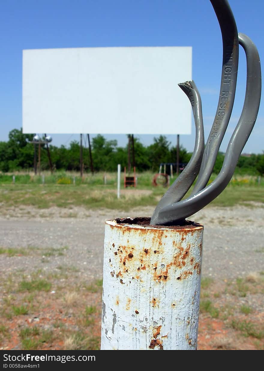 Bare wires at a drive-in theater