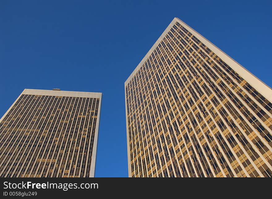 Corporate buildings and blue sky