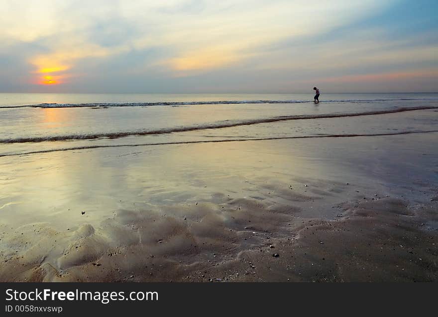 Beach with sunset colors. Beach with sunset colors