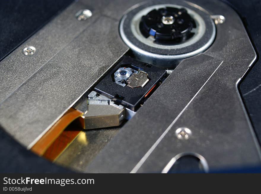 notebook, open disk drive, close-up. notebook, open disk drive, close-up