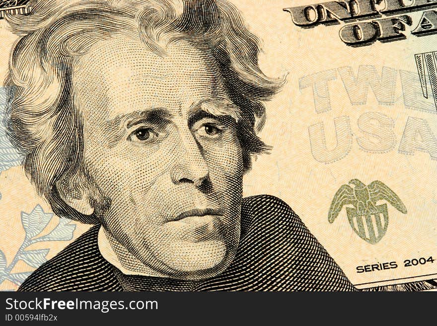 Twenty dollars bill closeup