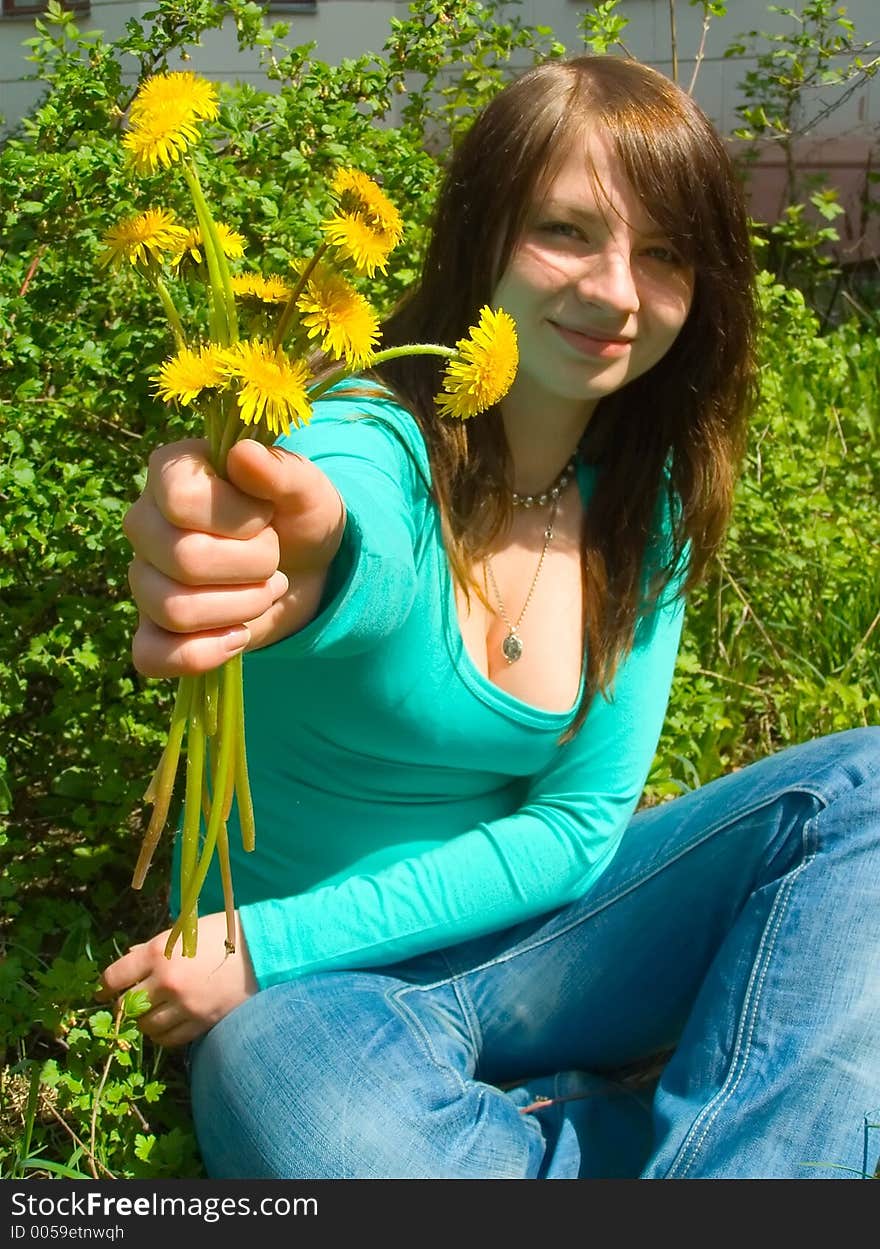 Portrait of the girl with flowers. Portrait of the girl with flowers