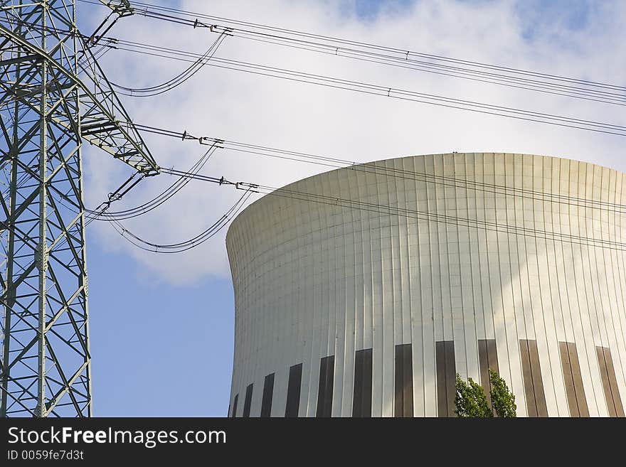 Cooling tower with smoke in berlin. Cooling tower with smoke in berlin