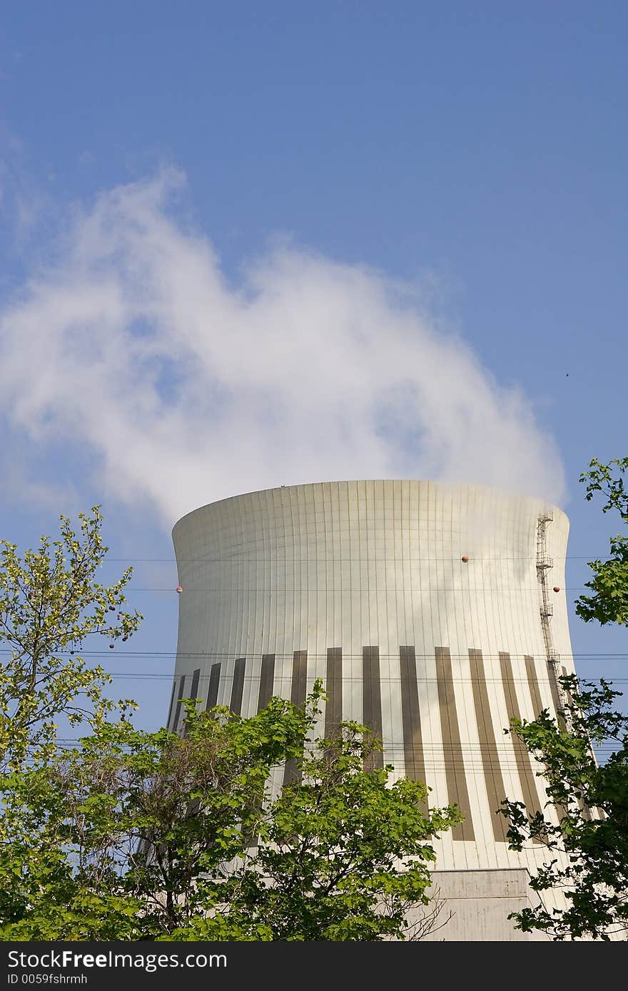 Cooling tower with white smoke. Cooling tower with white smoke