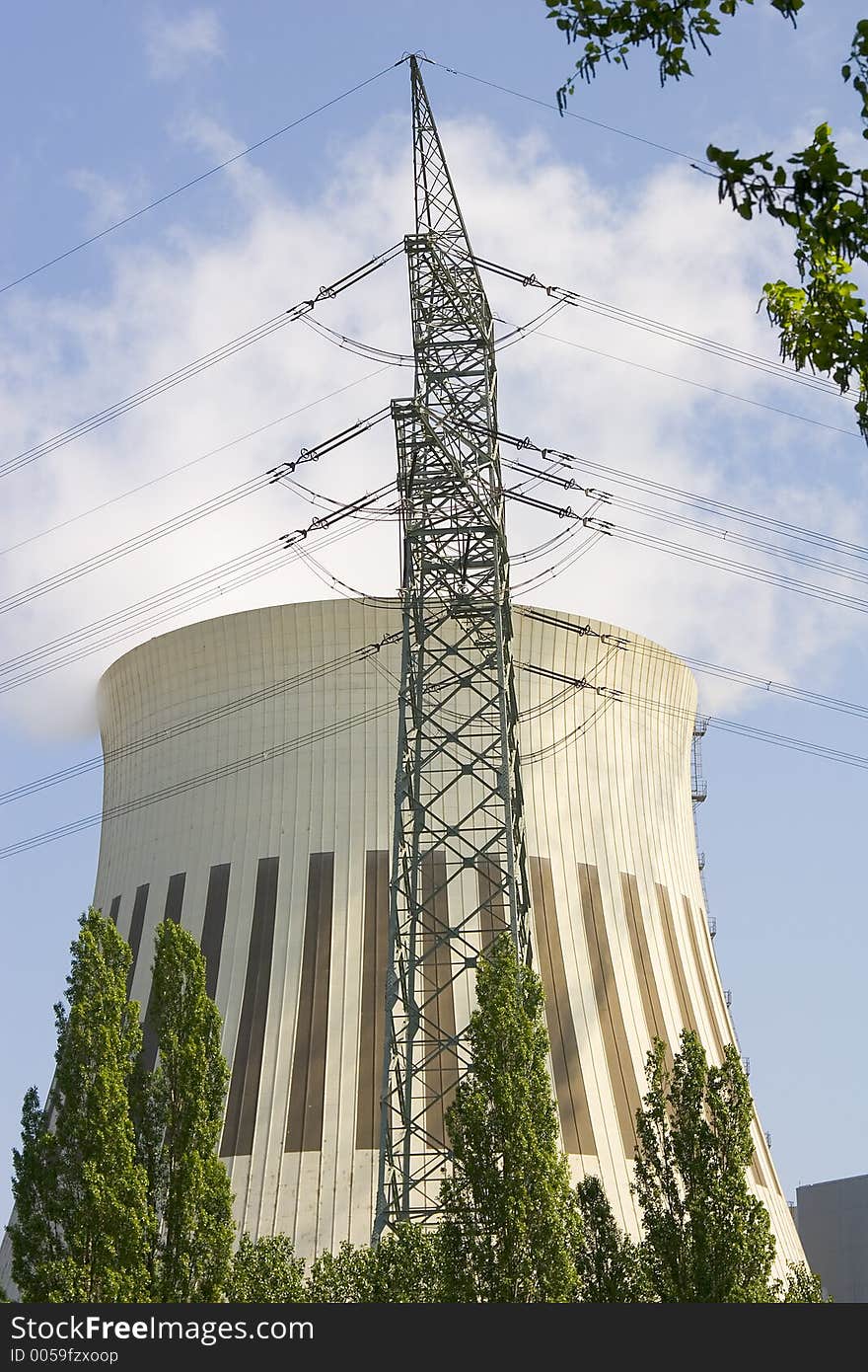 Cooling tower with pylon. Cooling tower with pylon