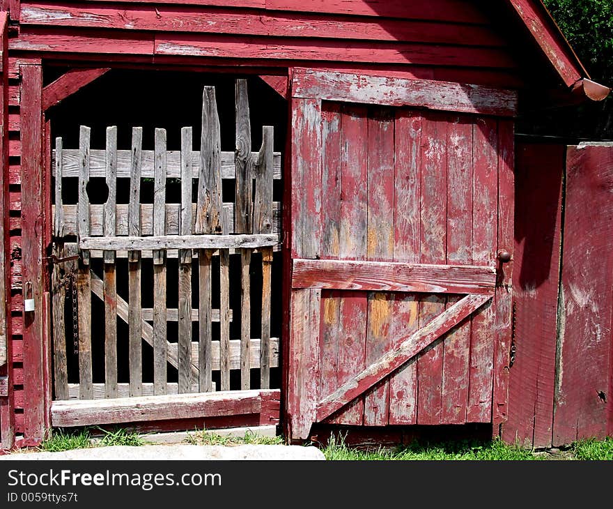 Olf barn door and gate