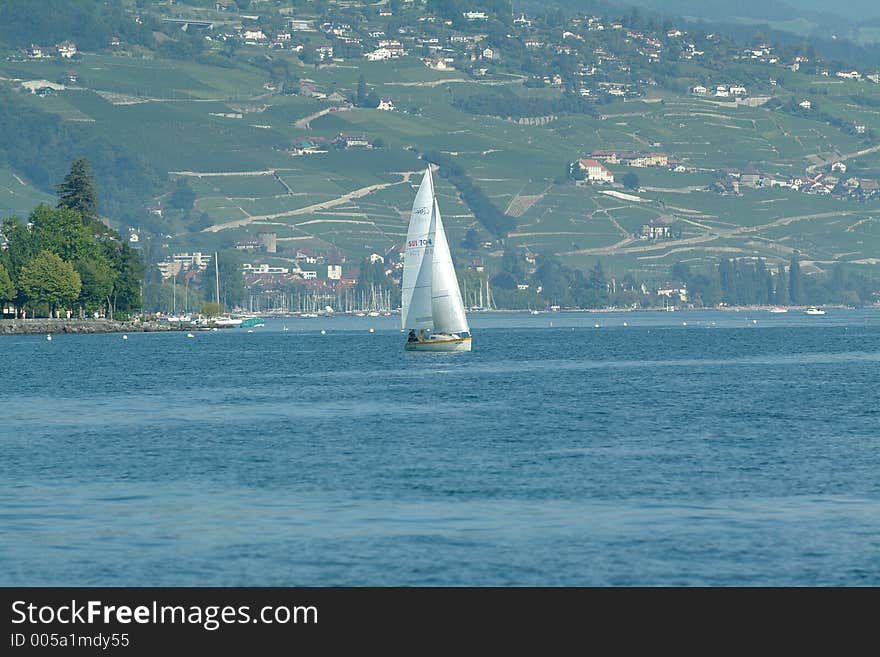 Sailboat on the lake in Geneve