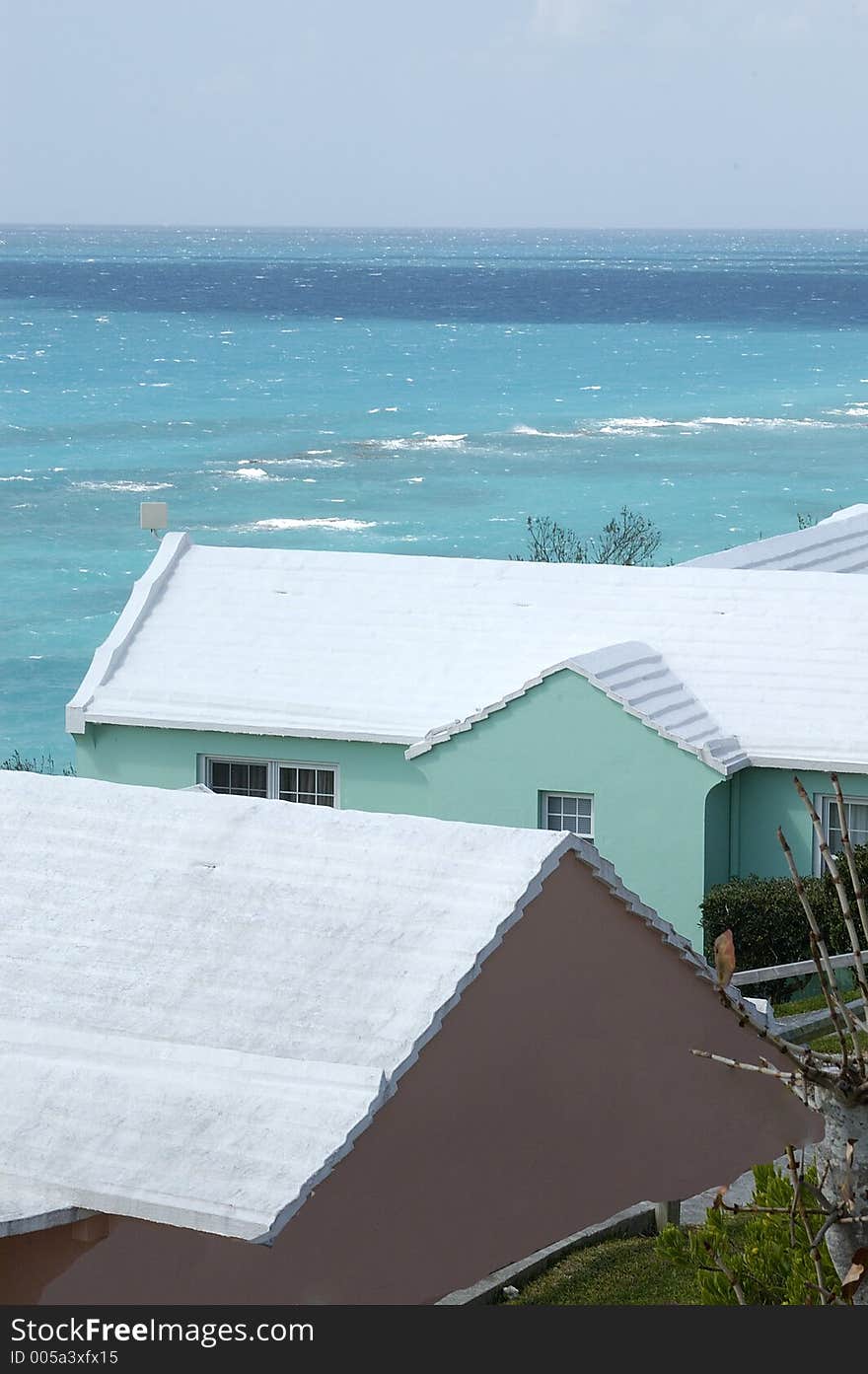 A view of a traditional Bermuda roof. A view of a traditional Bermuda roof