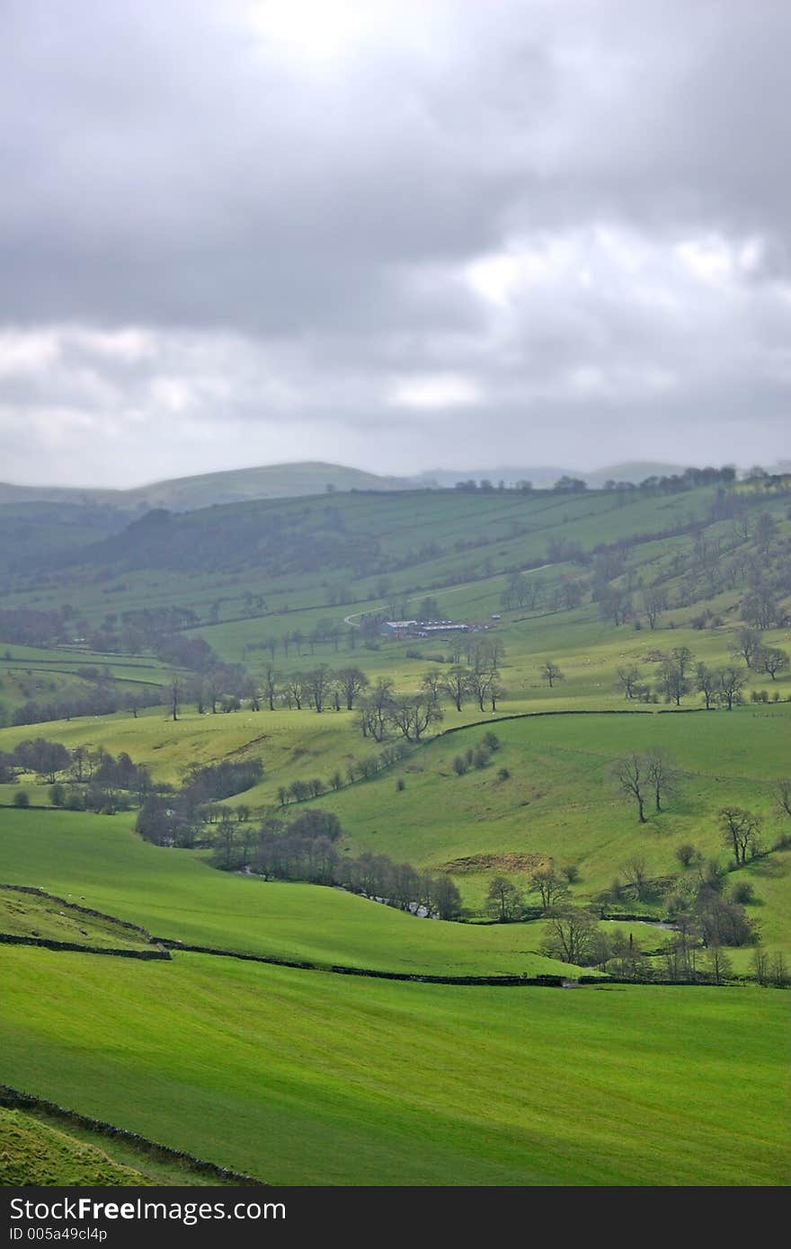 Landscape, misty hills