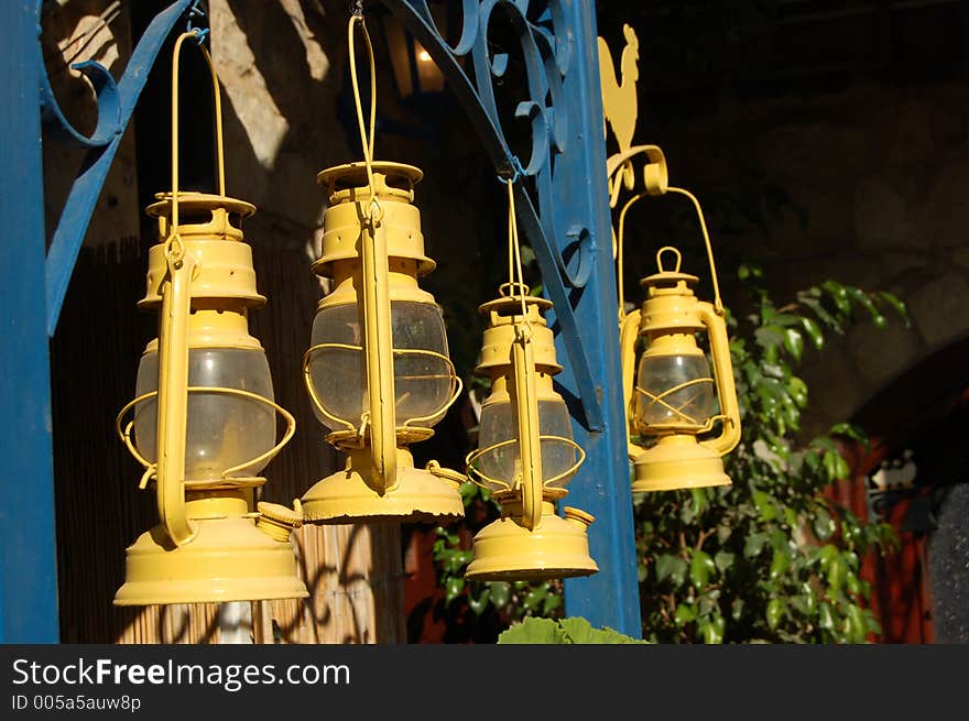 Old oil lamps shot in one of the alleys. Old oil lamps shot in one of the alleys.