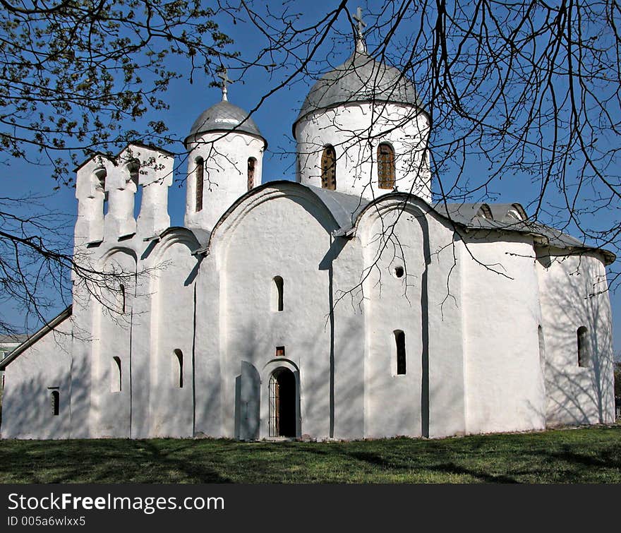 Church of xii century in the city of pskov.