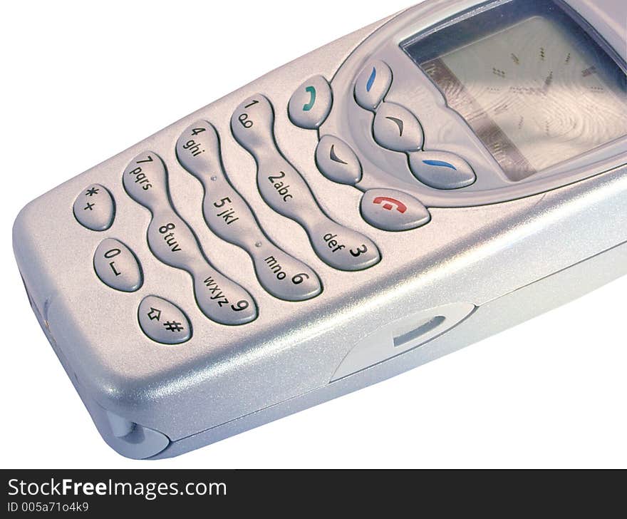 Silver mobile phone isolated over a white background