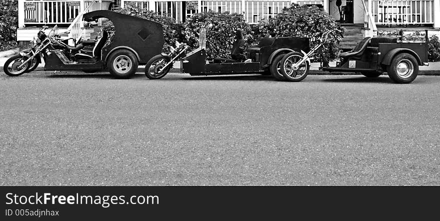 Three Black and White Trikes