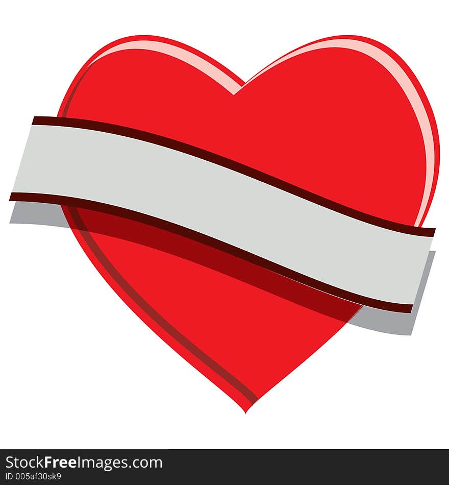 Valantine day heart with empthy ribbon. Valantine day heart with empthy ribbon.