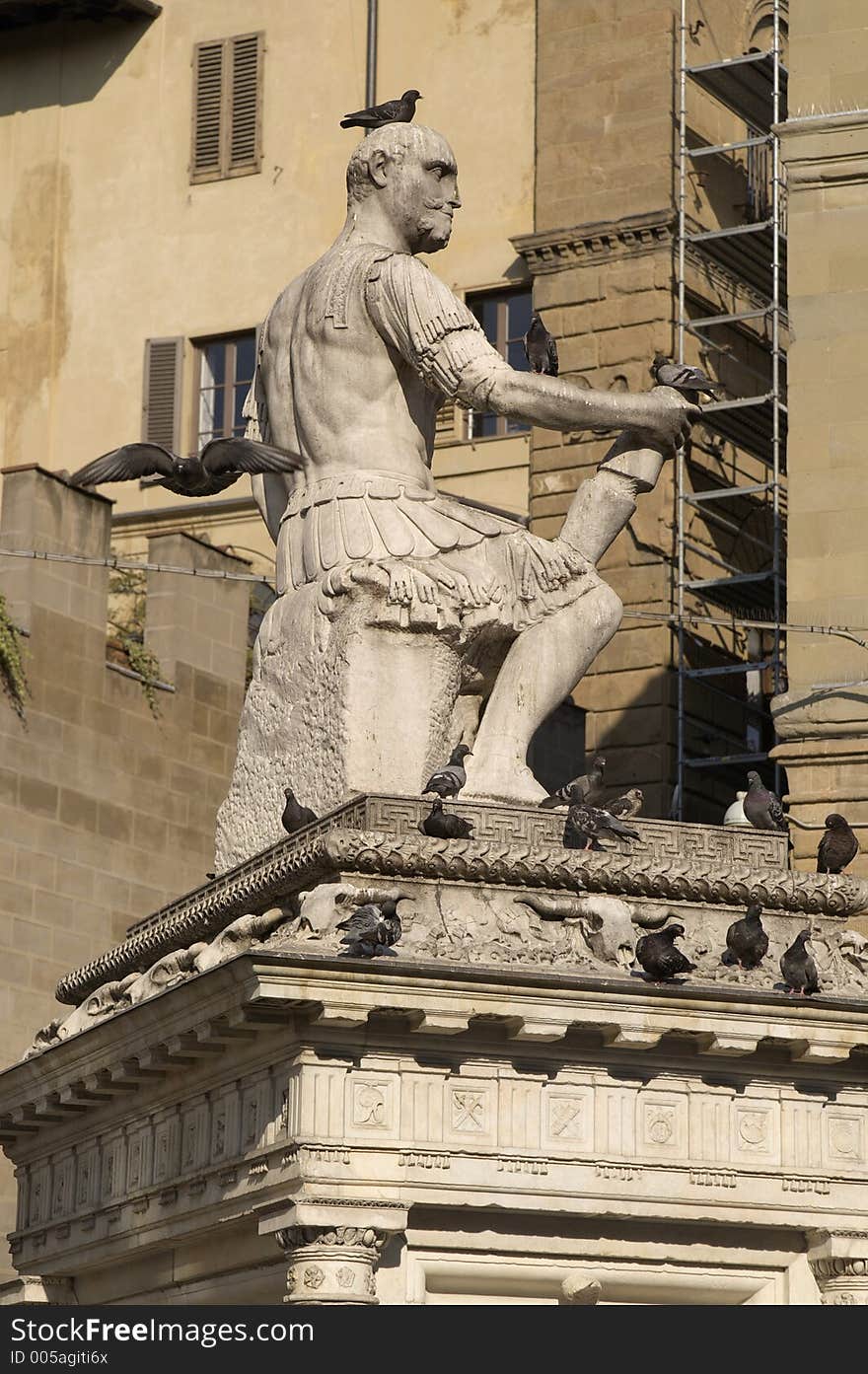 Memorial of Giovanni delle Bande Nere in front of the church Sa