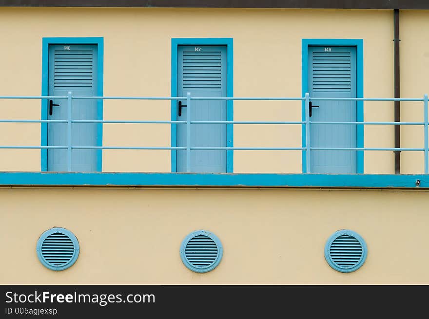 The typical bagno of Viareggio where people change clothes before going in the beach