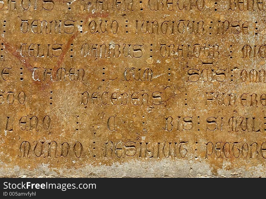 Gothic inscription in the wall of Girona cathedral, Catalonia, Spain. Gothic inscription in the wall of Girona cathedral, Catalonia, Spain