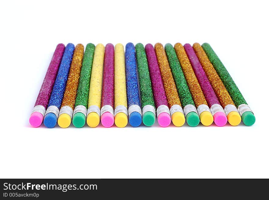 Set of shiny color pencils