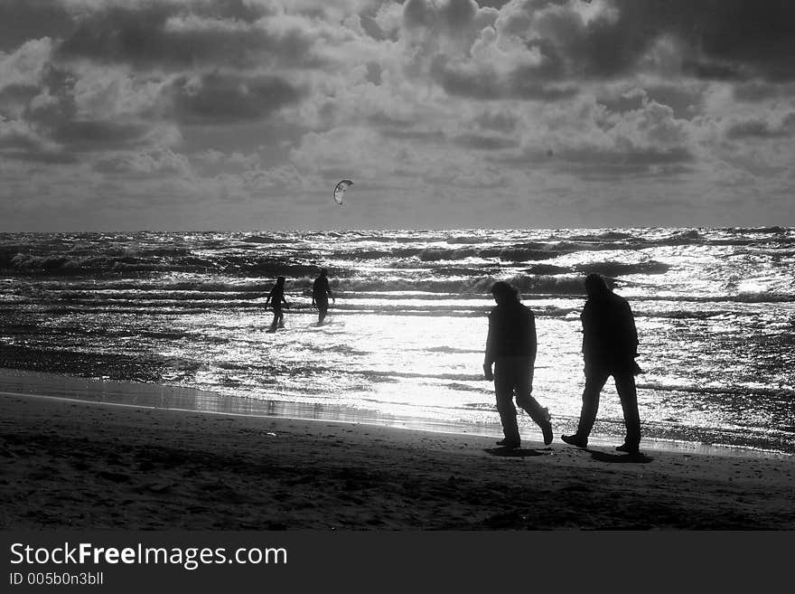 People on  the beach  in loekken denmark. People on  the beach  in loekken denmark