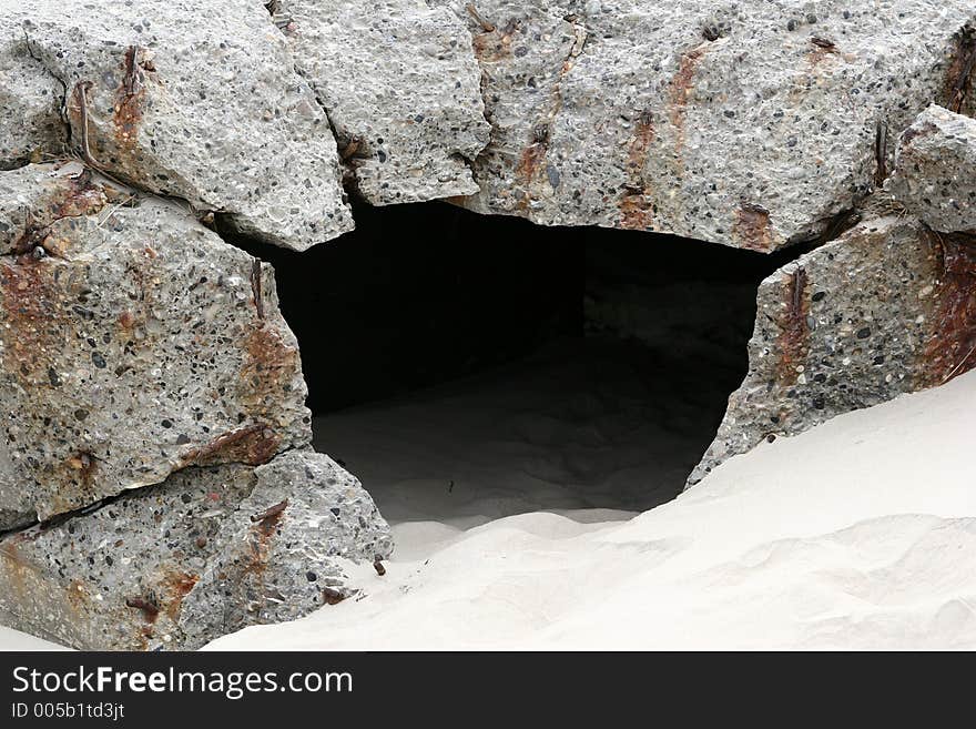 Bunker on a beach  in denmark a sunny summer day