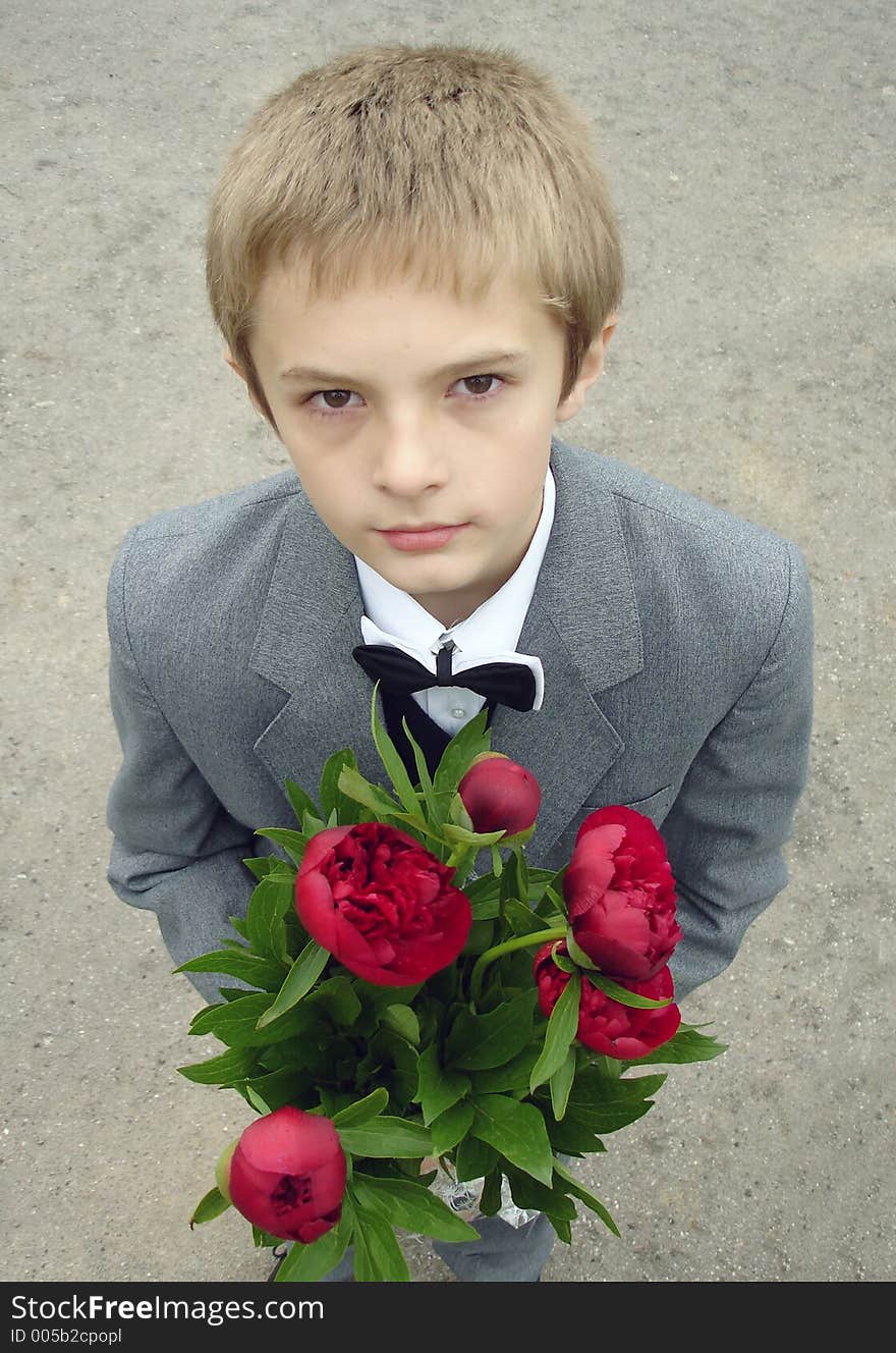 Pupil with flowers. Pupil with flowers