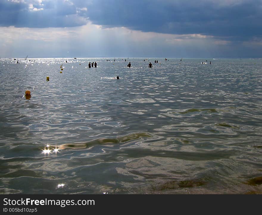 Thunder clouds over the mediterranean sea in august. Thunder clouds over the mediterranean sea in august