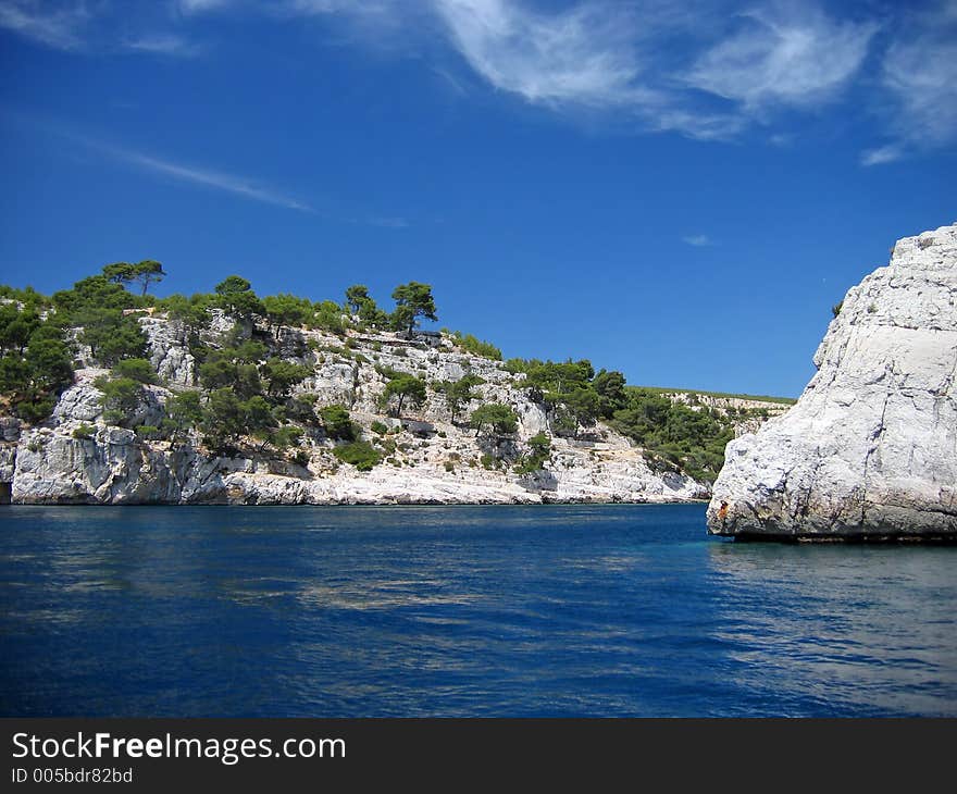 Calanque de cassis, on the french riviera, on a beautiful summer mistral day