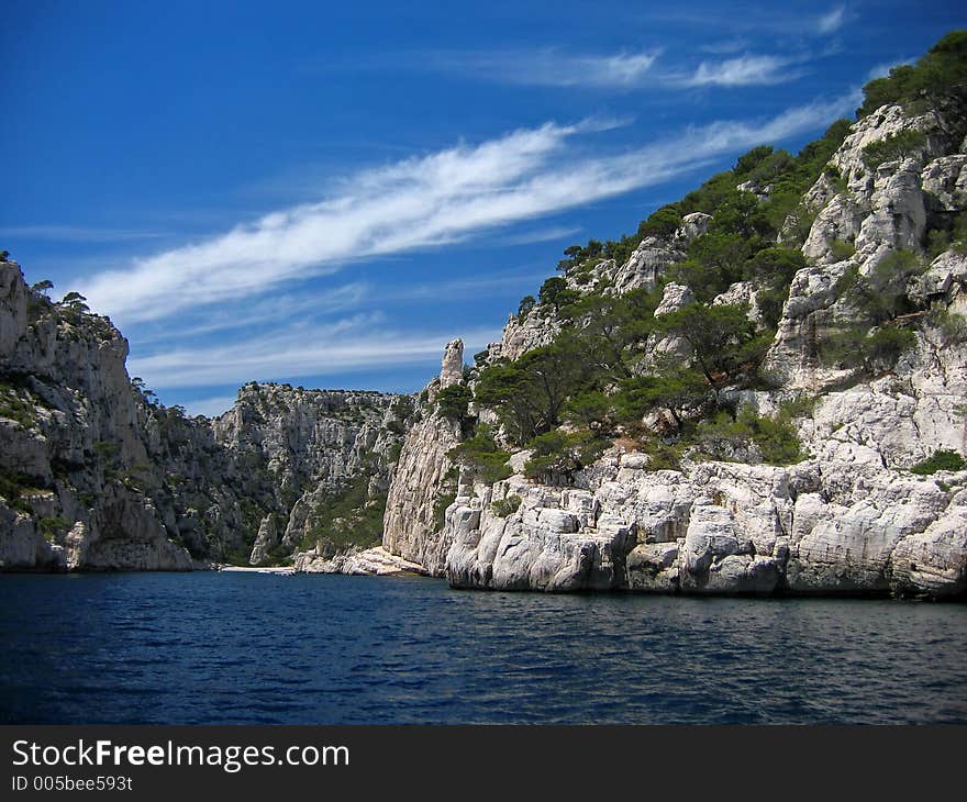 Calanque de cassis, near marseille on the french riviera, on a beautiful summer mistral day