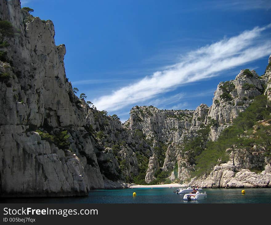 Calanque de cassis, on the french riviera, on a beautiful summer mistral day