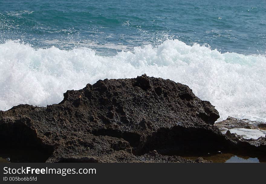 Sea spray as viewed from cala blanca. Sea spray as viewed from cala blanca