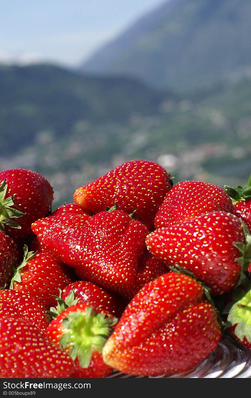 Strawberries on a plate outdoor. Strawberries on a plate outdoor