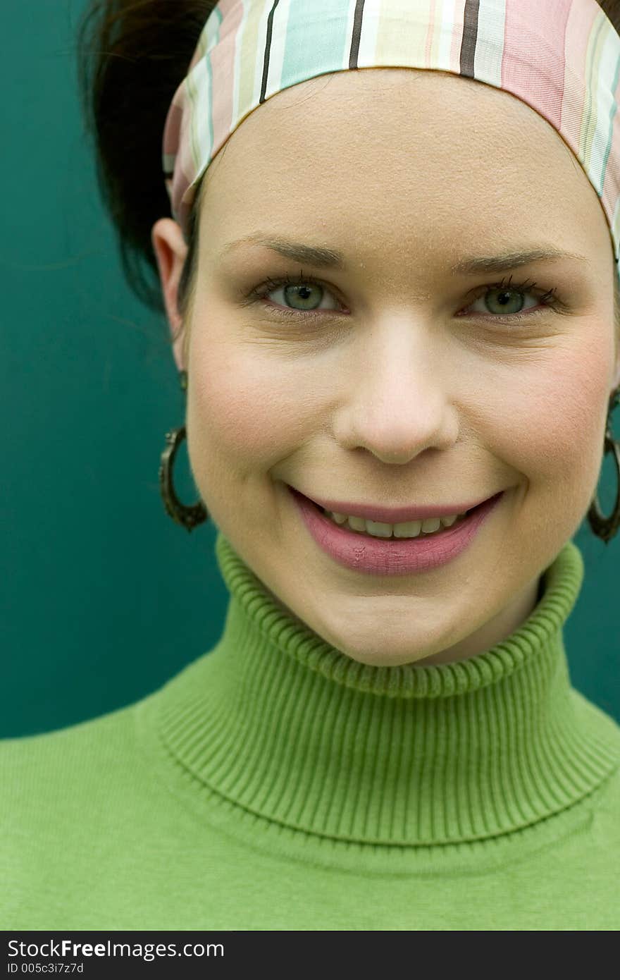 Beautiful young girl in green outfit. Beautiful young girl in green outfit