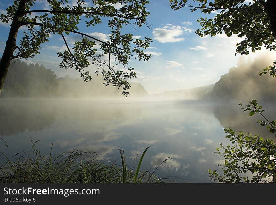 Morning at Lake Blagus in Slovenia